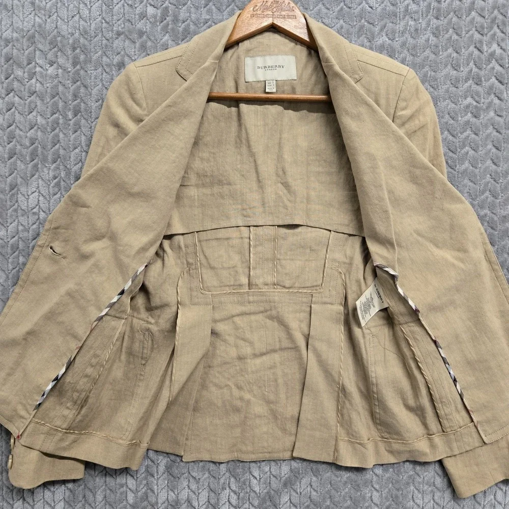 Burberry London‎ Linen Blend Natural Beige Women's Jacket Size 4 UK 6 - Picture 8 of 12